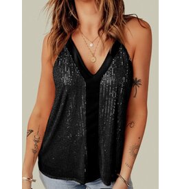 Black Sequin Racerback Tank