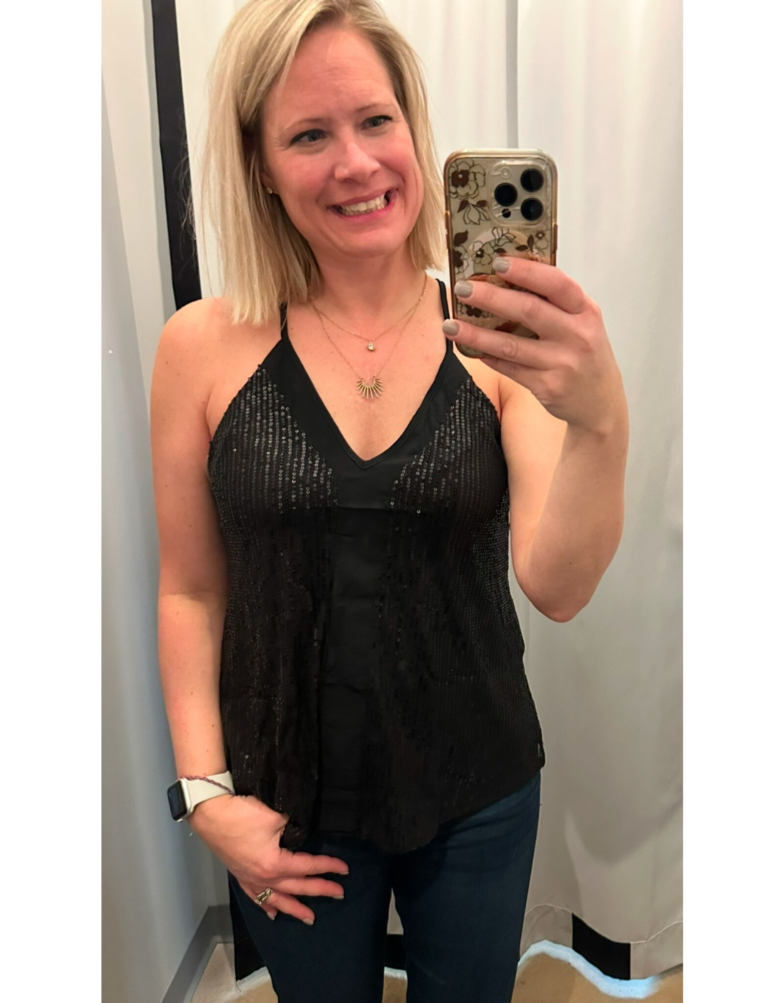 Black Sequin Racerback Tank