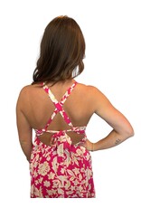 Rose Floral V Neck Crisscross Maxi Dress
