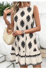 Geometric Sleeveless Hollowed Bowknot Mini Dress