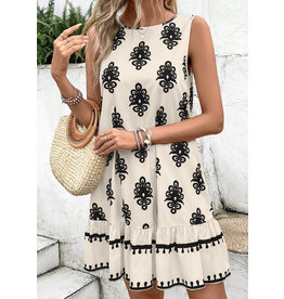 Geometric Sleeveless Bowknot Mini Dress