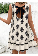 Geometric Sleeveless Hollowed Bowknot Mini Dress