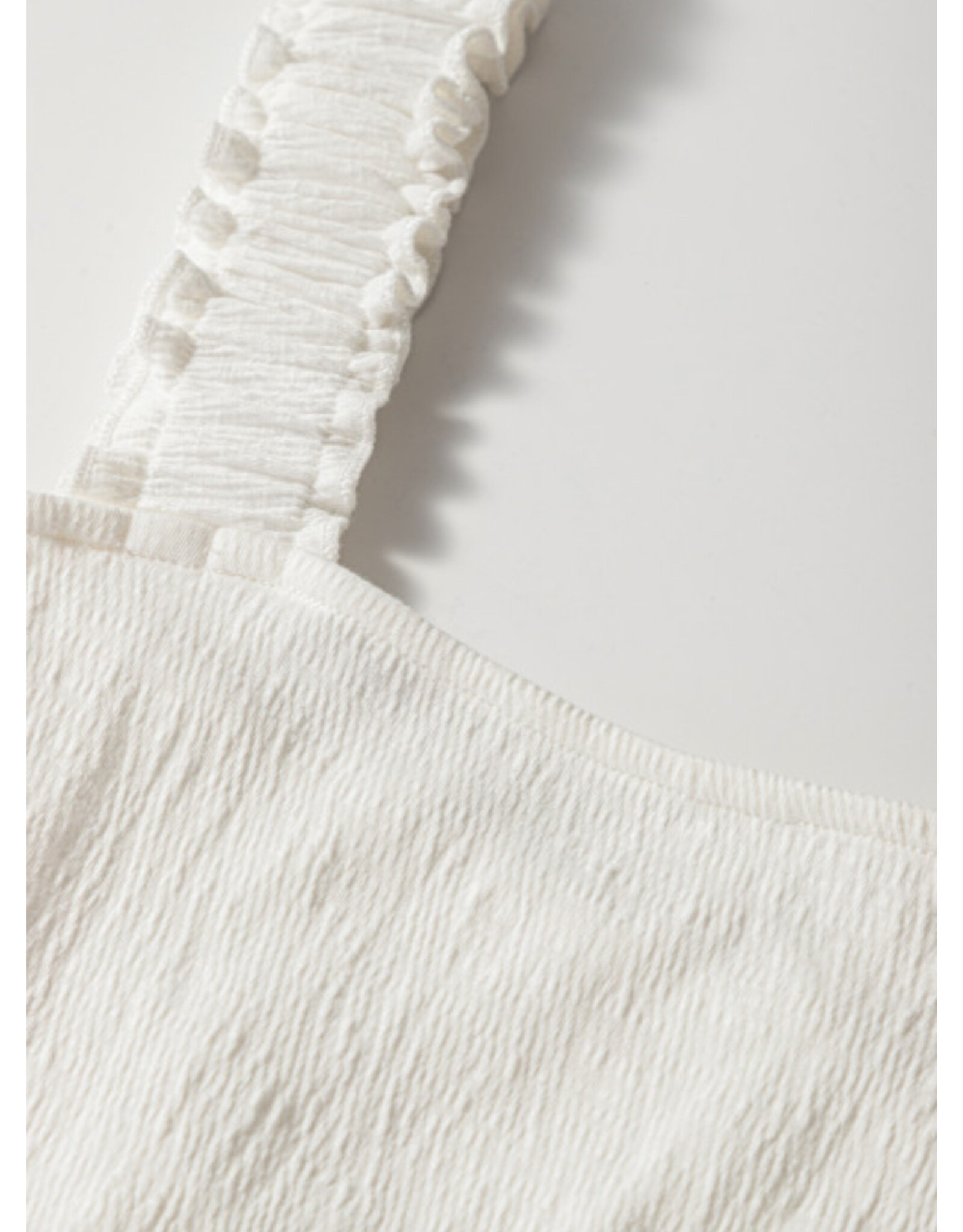 White Crinkly Strap Peplum Babydoll Tank Top