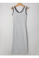Stripe Criss Cross Slim Fit Sleeveless Midi Dress