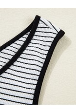 Stripe Criss Cross Slim Fit Sleeveless Midi Dress