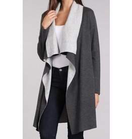 Thigh length 2 tone open cardigan