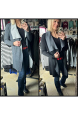 Thigh length two tone open cardigan