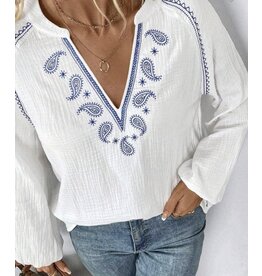 Paisley Embroidered Crinkle Blouse