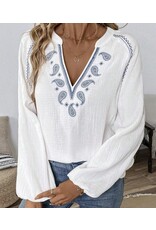 Paisley Embroidered Crinkle Blouse