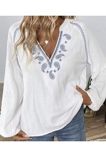 Paisley Embroidered Crinkle Blouse