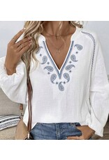 Paisley Embroidered Crinkle Blouse