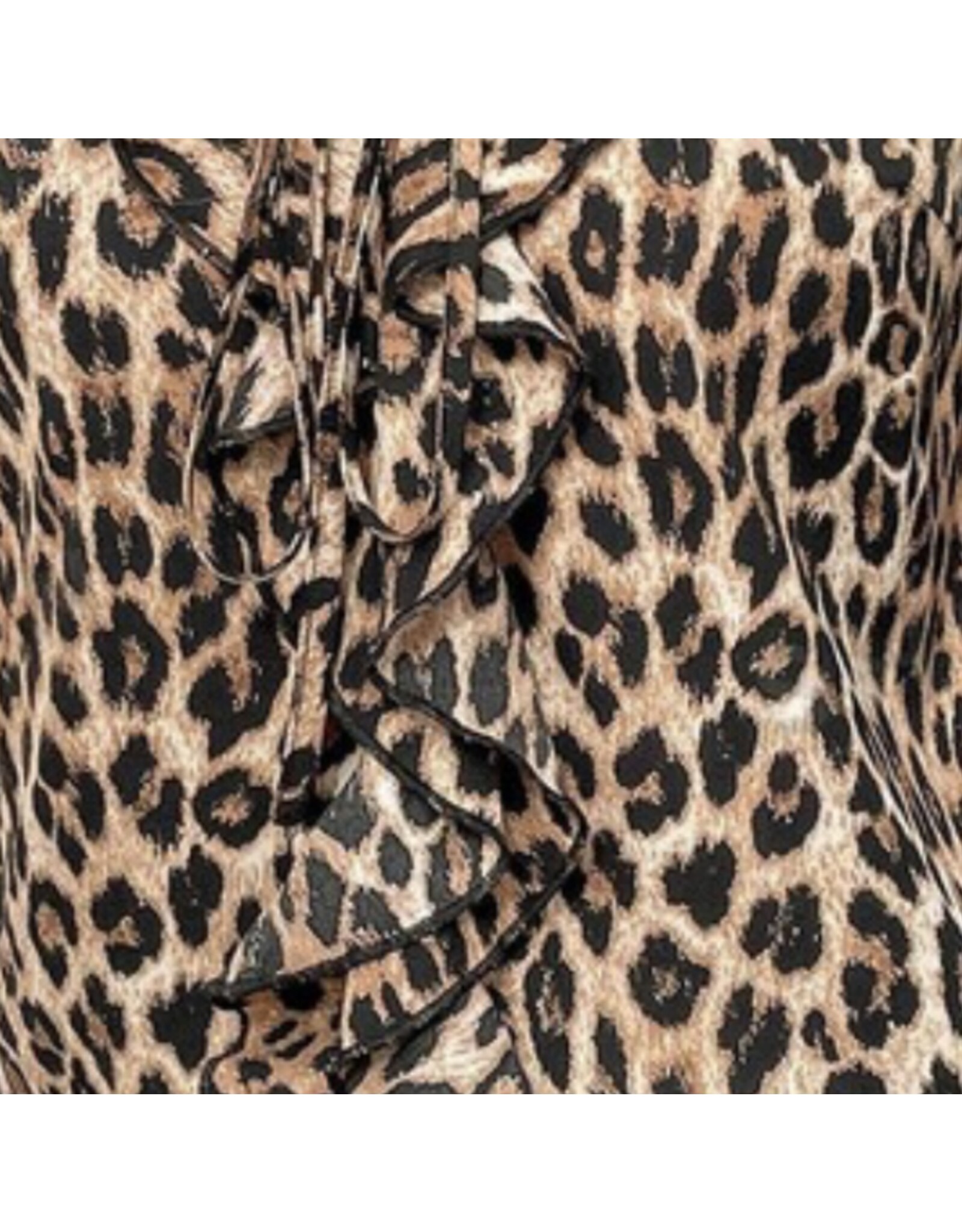 Ruffled neck animal print puff short slv top