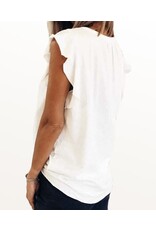 Notched neck ruffle slv top