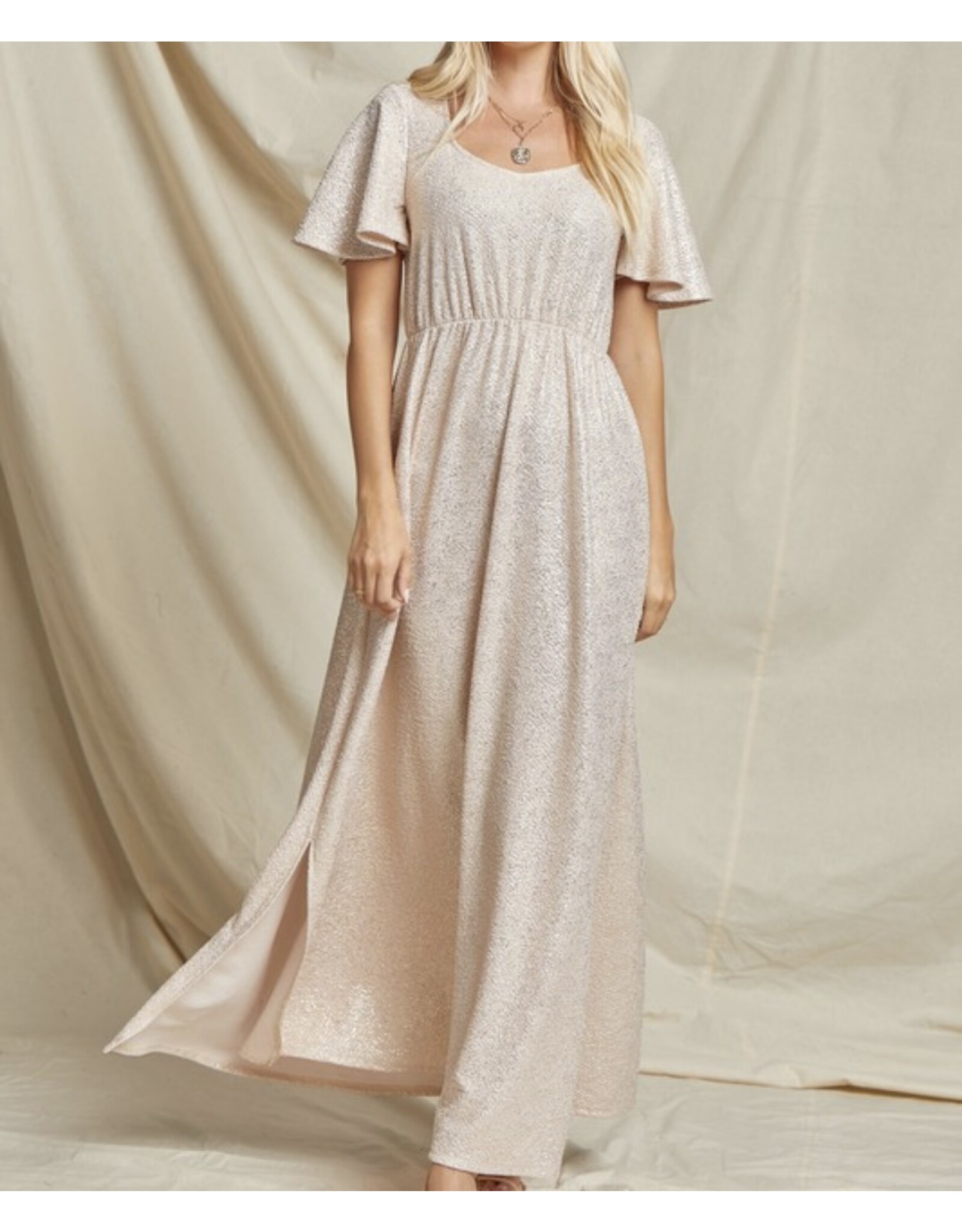 Champagne glittery maxi dress