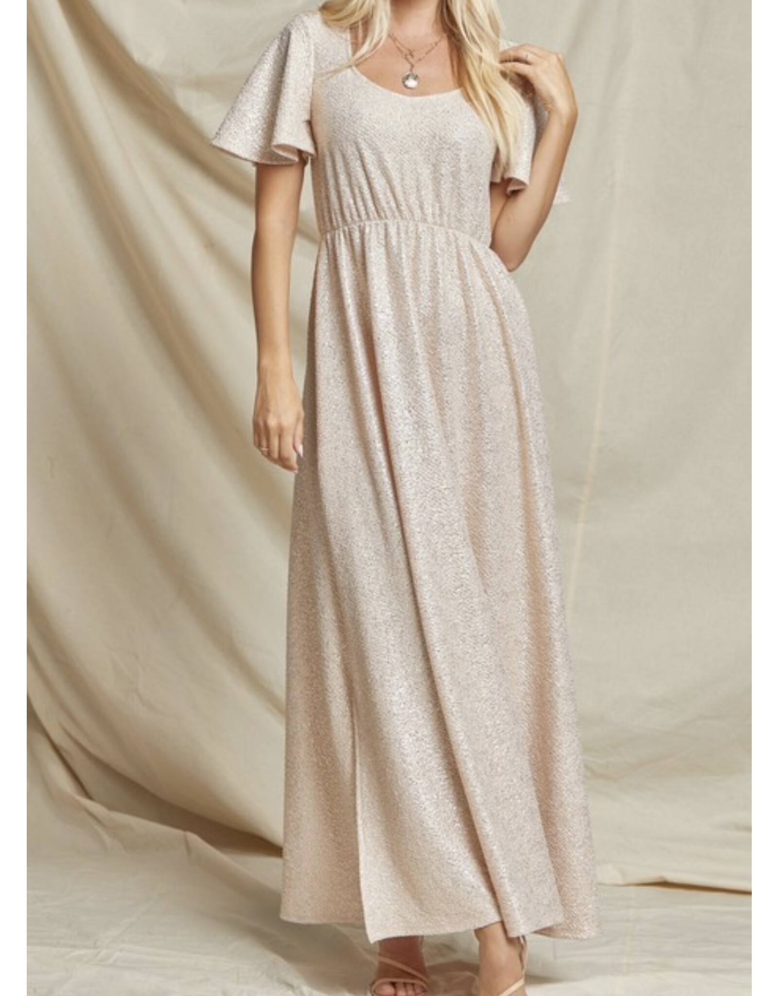 Champagne glittery maxi dress