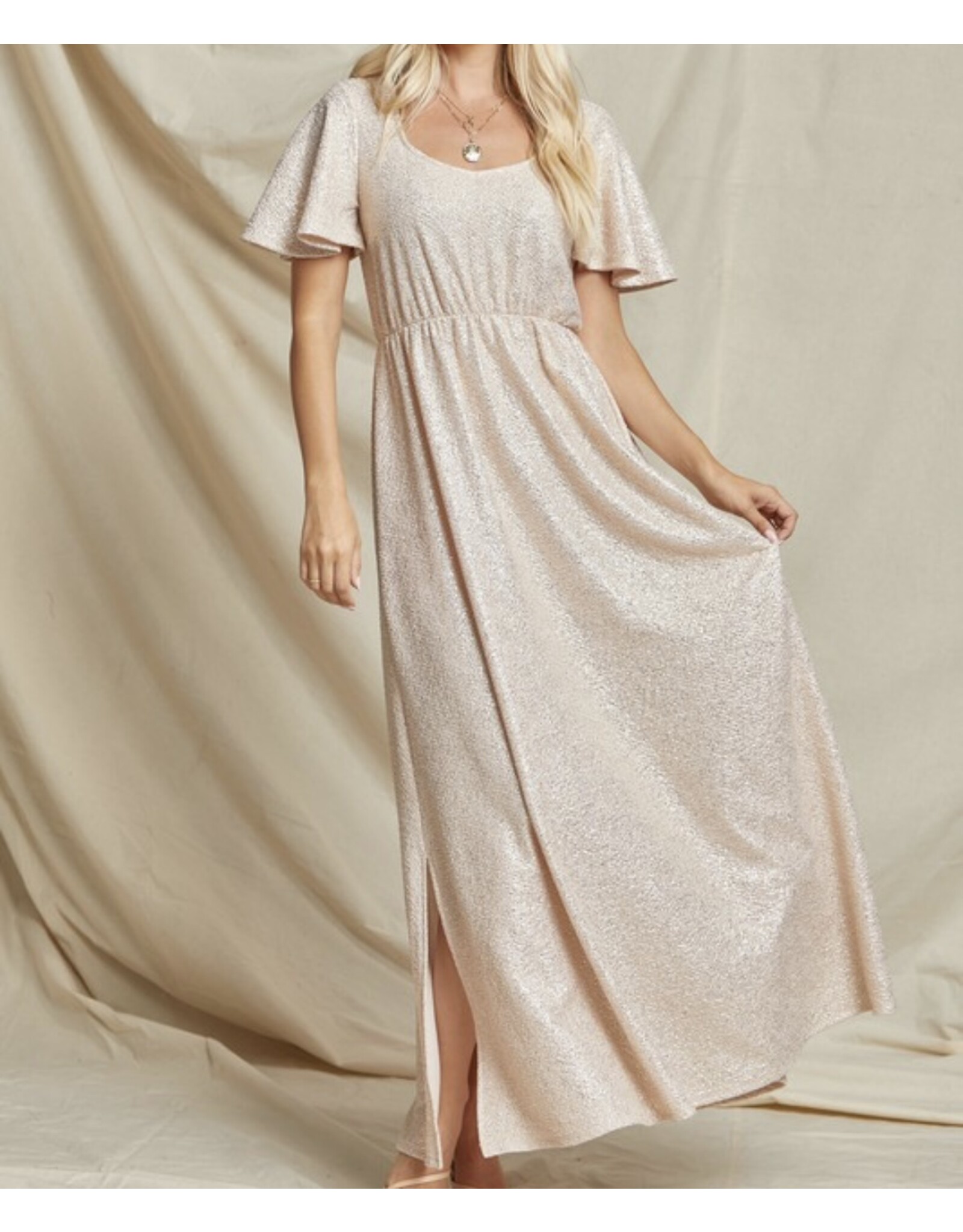 Champagne glittery maxi dress