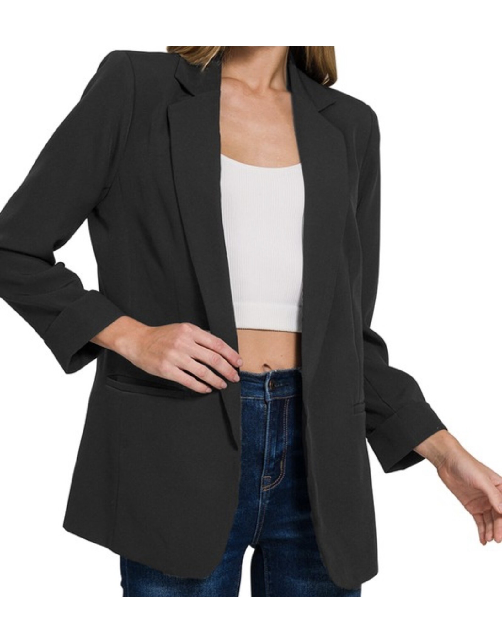 Woven long sleeve classic blazer