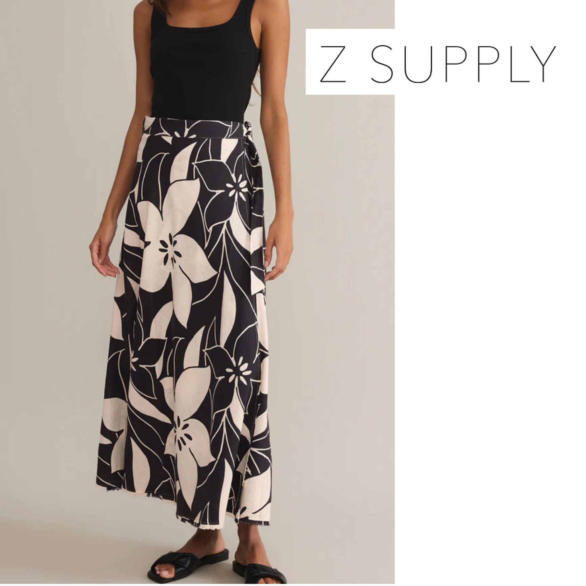 ZSUPPLY Salerno Madero Wrap Skirt Black ZK251462 - LA Trends Addict