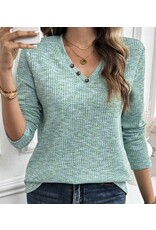 LATA Buttoned V Neck Textured Knit Long Sleeve Top LATA Buttoned V Neck Textured Knit Long Sleeve Top