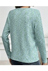 LATA Buttoned V Neck Textured Knit Long Sleeve Top LATA Buttoned V Neck Textured Knit Long Sleeve Top