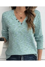 LATA Buttoned V Neck Textured Knit Long Sleeve Top LATA Buttoned V Neck Textured Knit Long Sleeve Top
