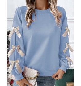 LATA Blue Sweatshirt w/ Contrasting Bows