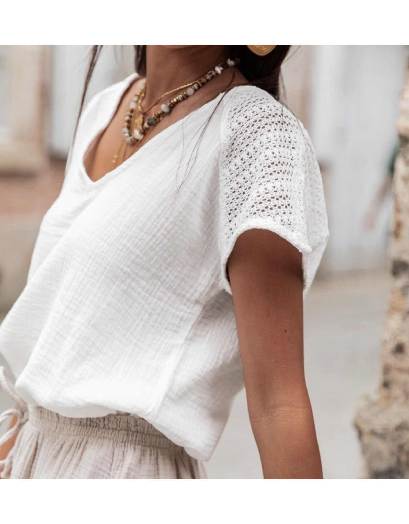 LATA White Lace Crochet Top