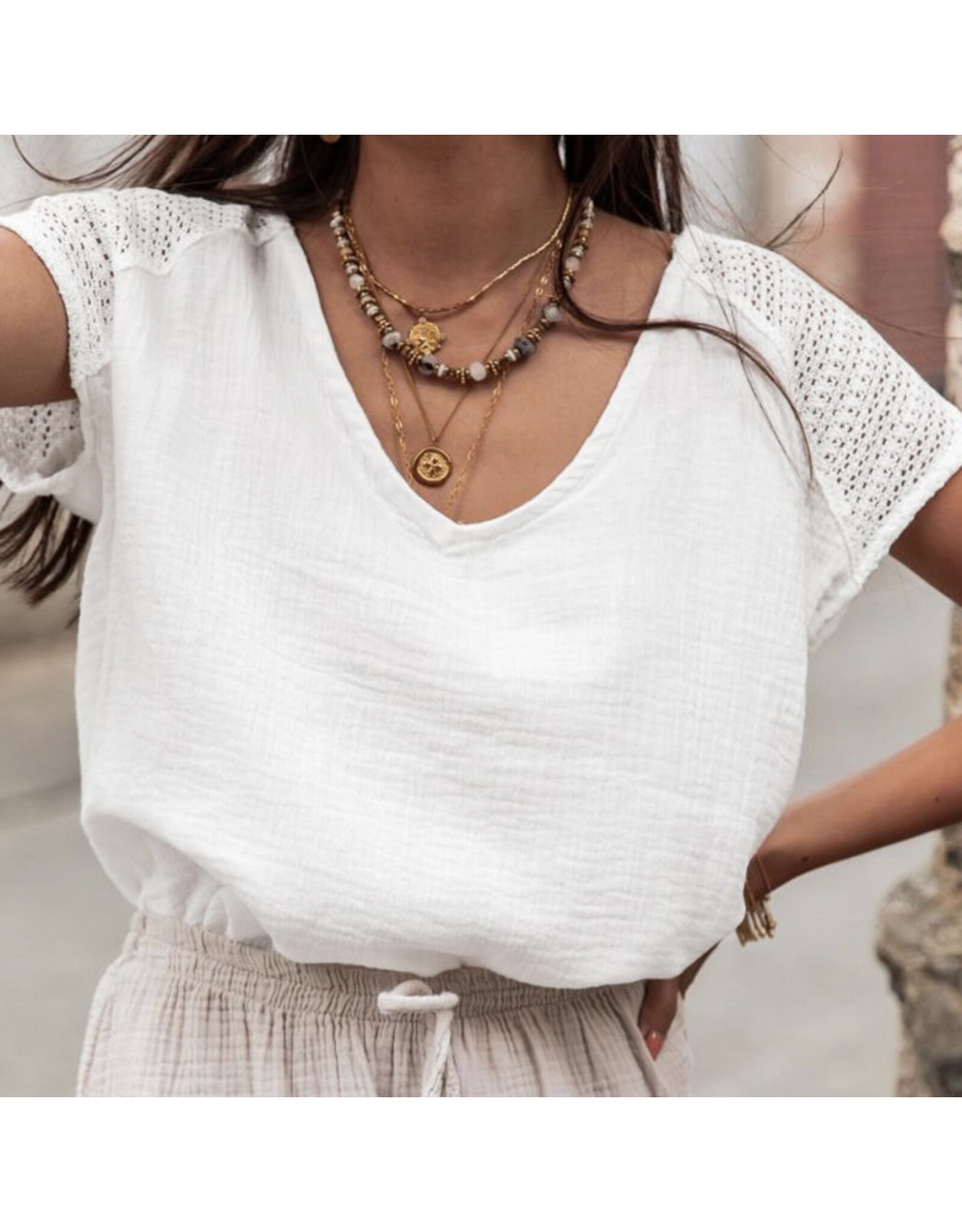 LATA White Lace Crochet Top
