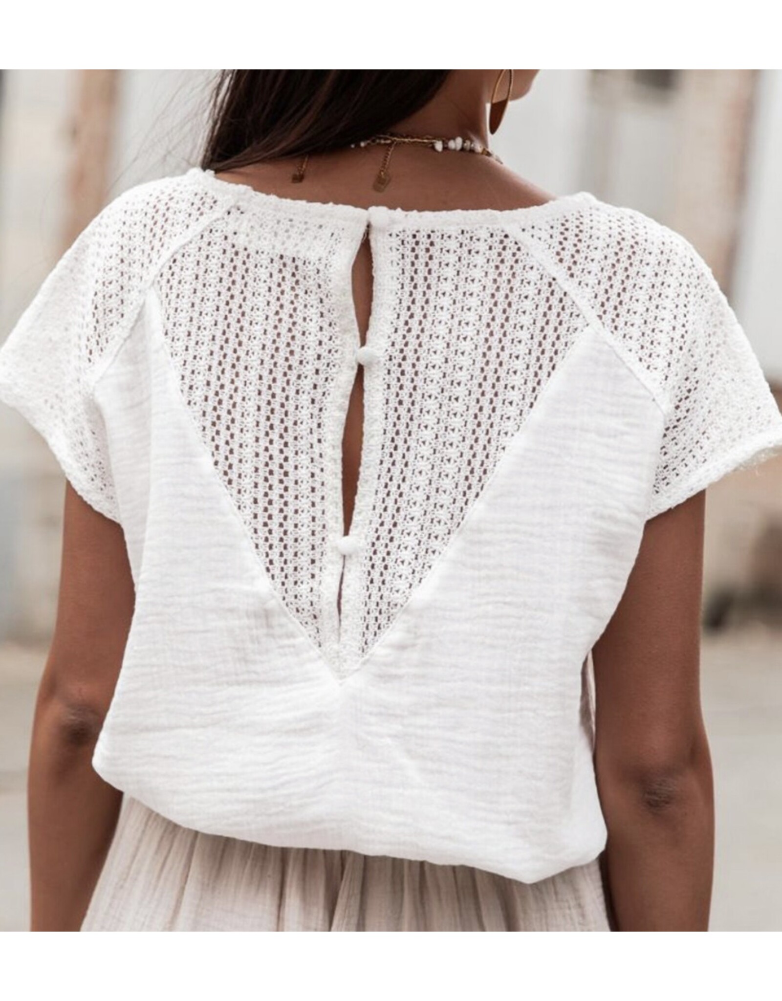 LATA White Lace Crochet Top