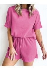 LATA Textured Tee & Drawstring Shorts Set