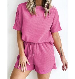 LATA Textured Tee & Drawstring Shorts Set