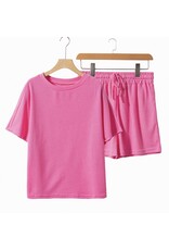 LATA Textured Tee & Drawstring Shorts Set