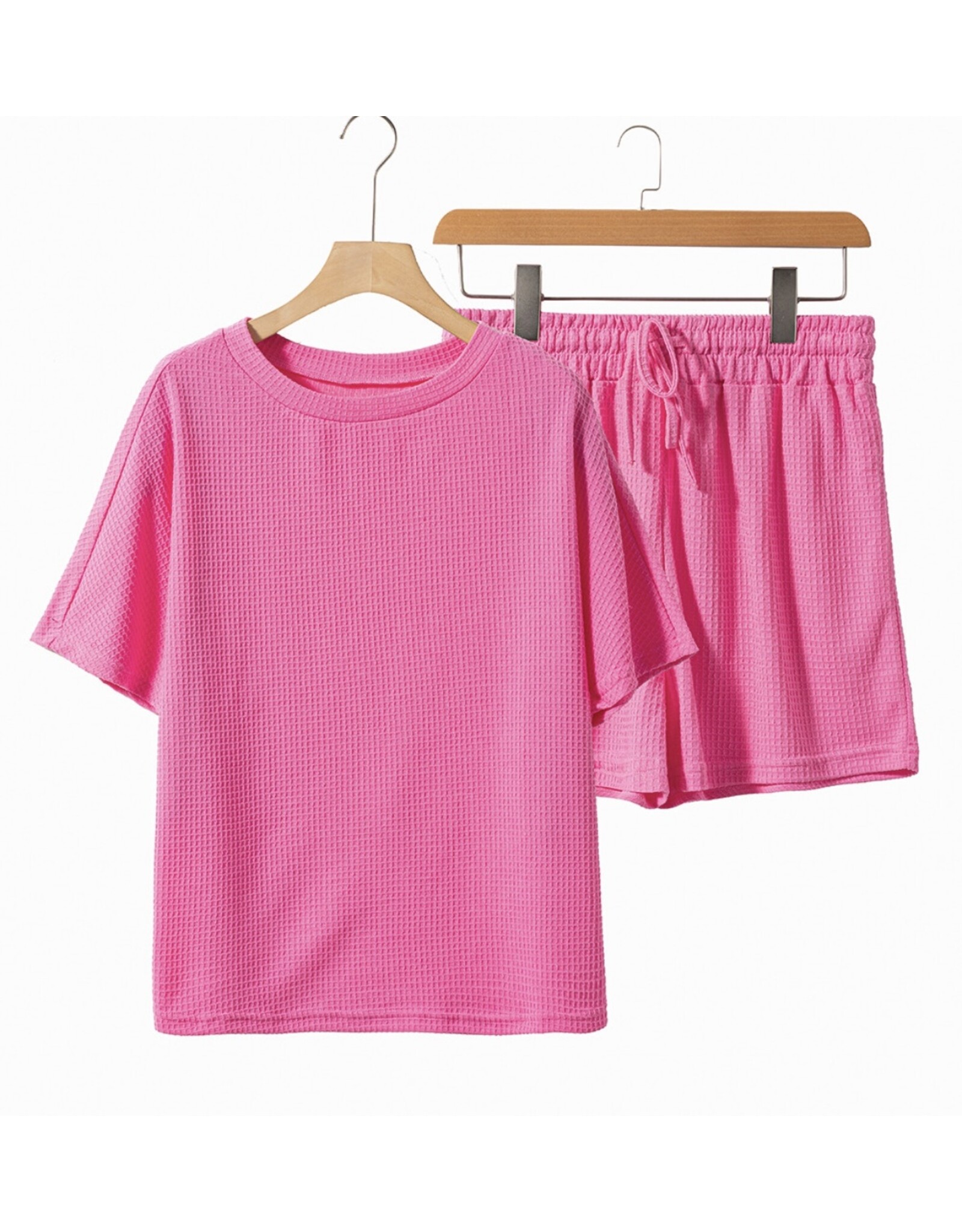LATA Textured Tee & Drawstring Shorts Set