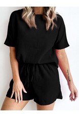 LATA Textured Tee & Drawstring Shorts Set
