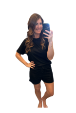 LATA Textured Tee & Drawstring Shorts Set