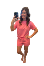 LATA Textured Tee & Drawstring Shorts Set