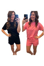 LATA Textured Tee & Drawstring Shorts Set