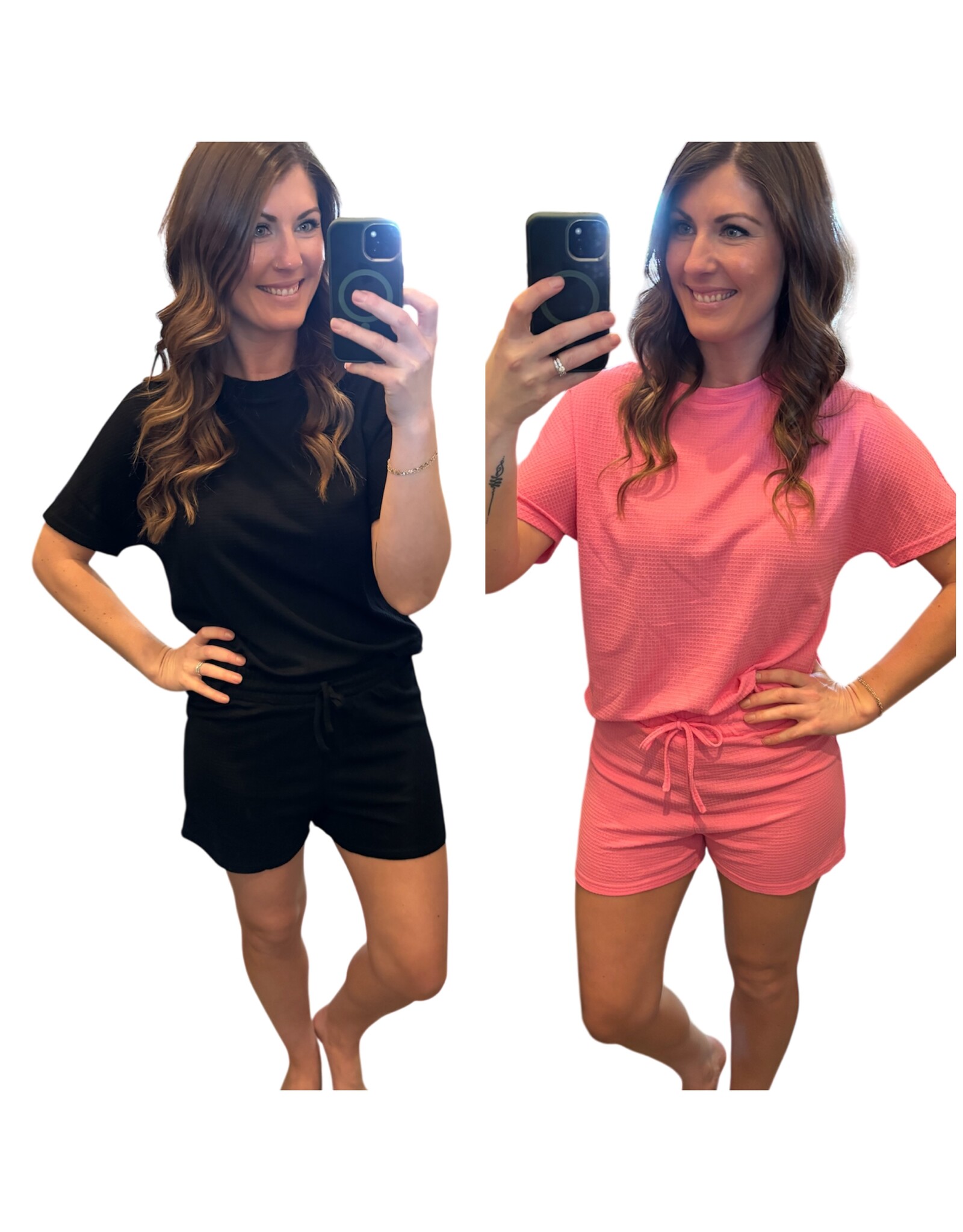 LATA Textured Tee & Drawstring Shorts Set