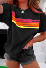 LATA Black colorful striped tee