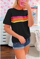 LATA Black colorful striped tee
