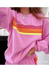 Trendy Color Contrast Trim Sweatshirt