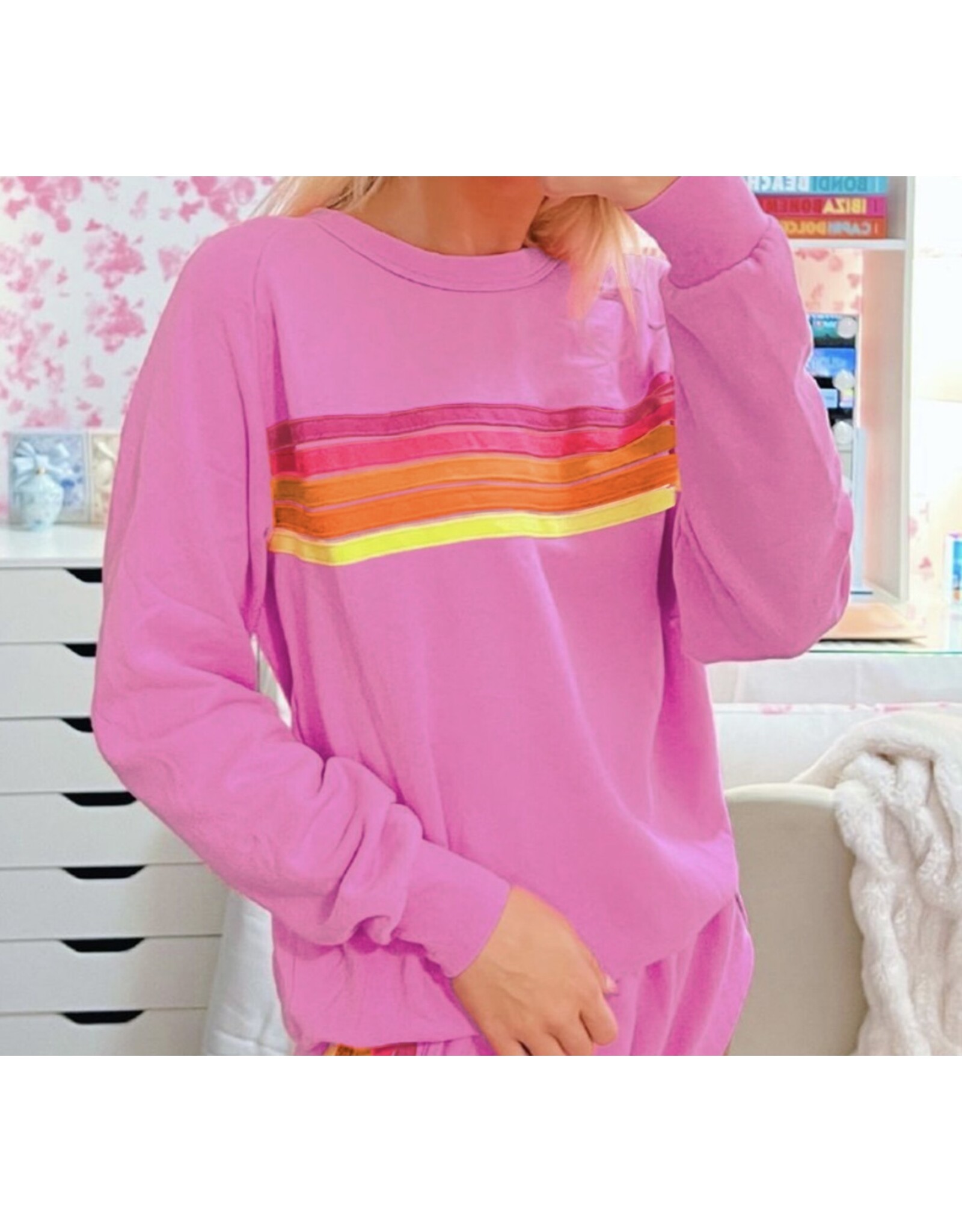 Trendy Color Contrast Trim Sweatshirt