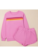 Trendy Color Contrast Trim Sweatshirt