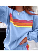 Trendy Color Contrast Trim Sweatshirt