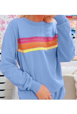 Trendy Color Contrast Trim Sweatshirt