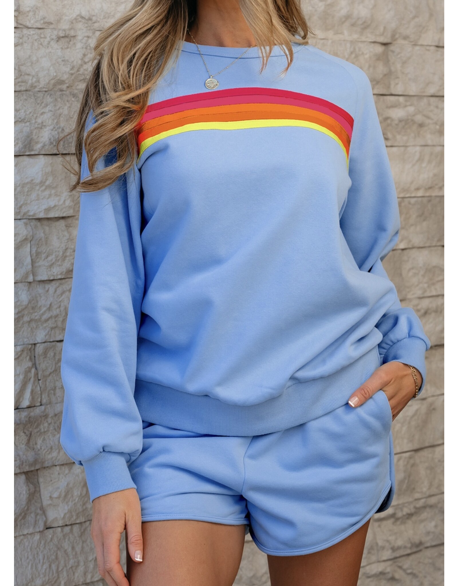 Trendy Color Contrast Trim Sweatshirt