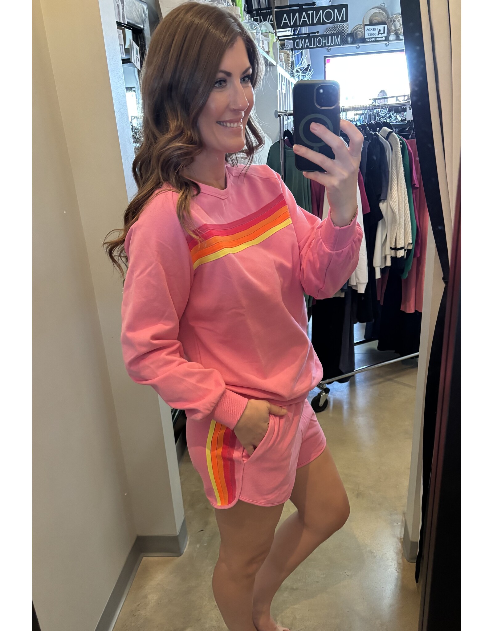 Trendy Color Contrast Trim Sweatshirt