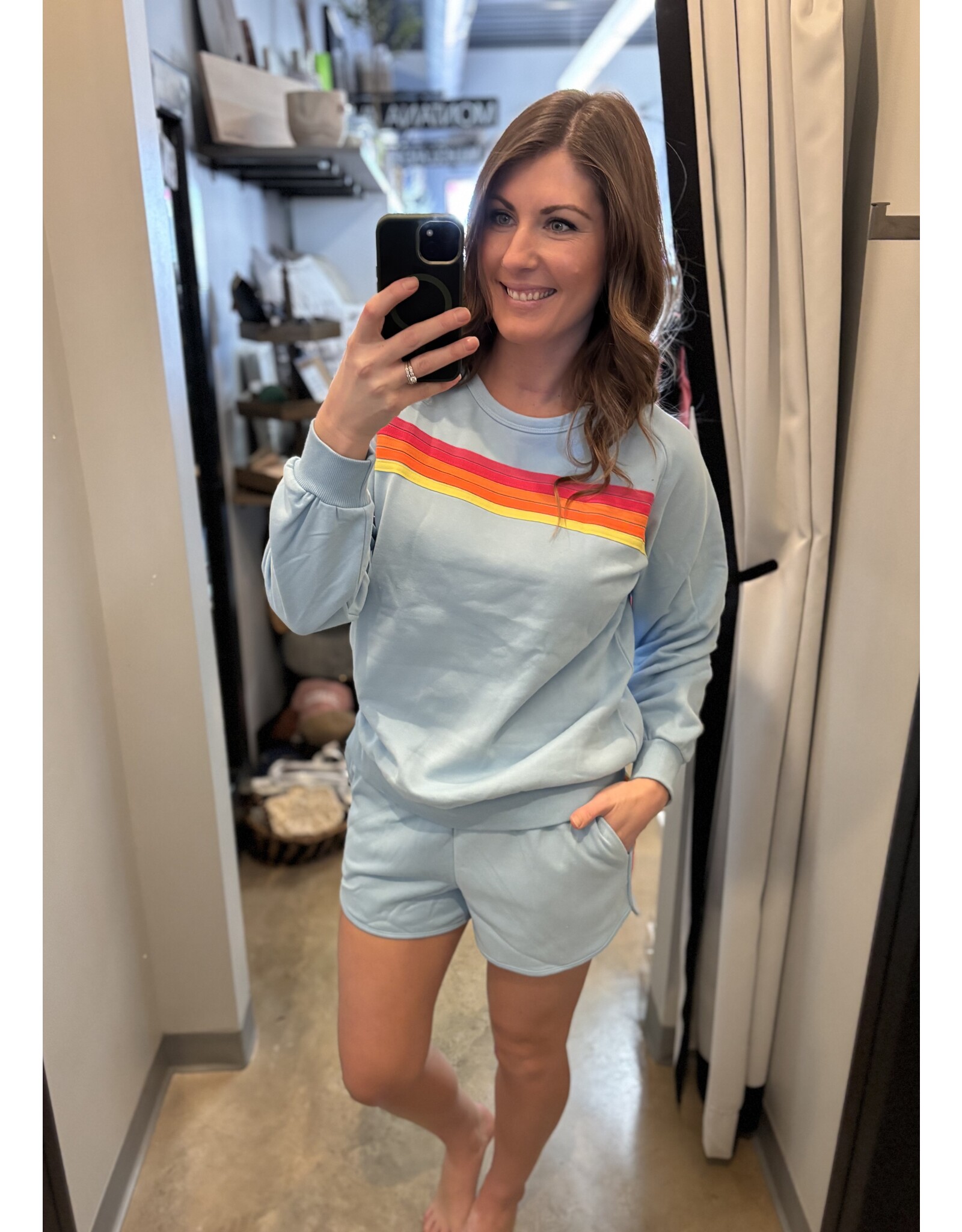 Trendy Color Contrast Trim Sweatshirt