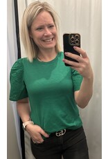 LATA Green Eyelet Embroidered Patchwork Top