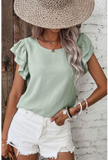 LATA Ruffled Short Sleeve Blouse